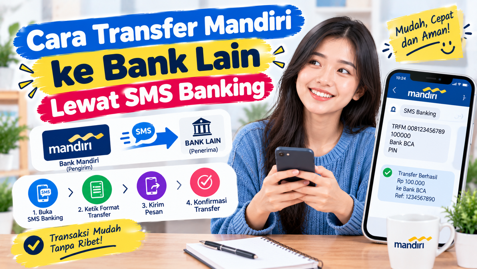 Cara Transfer Mandiri ke Bank Lain Lewat SMS Banking & USSD