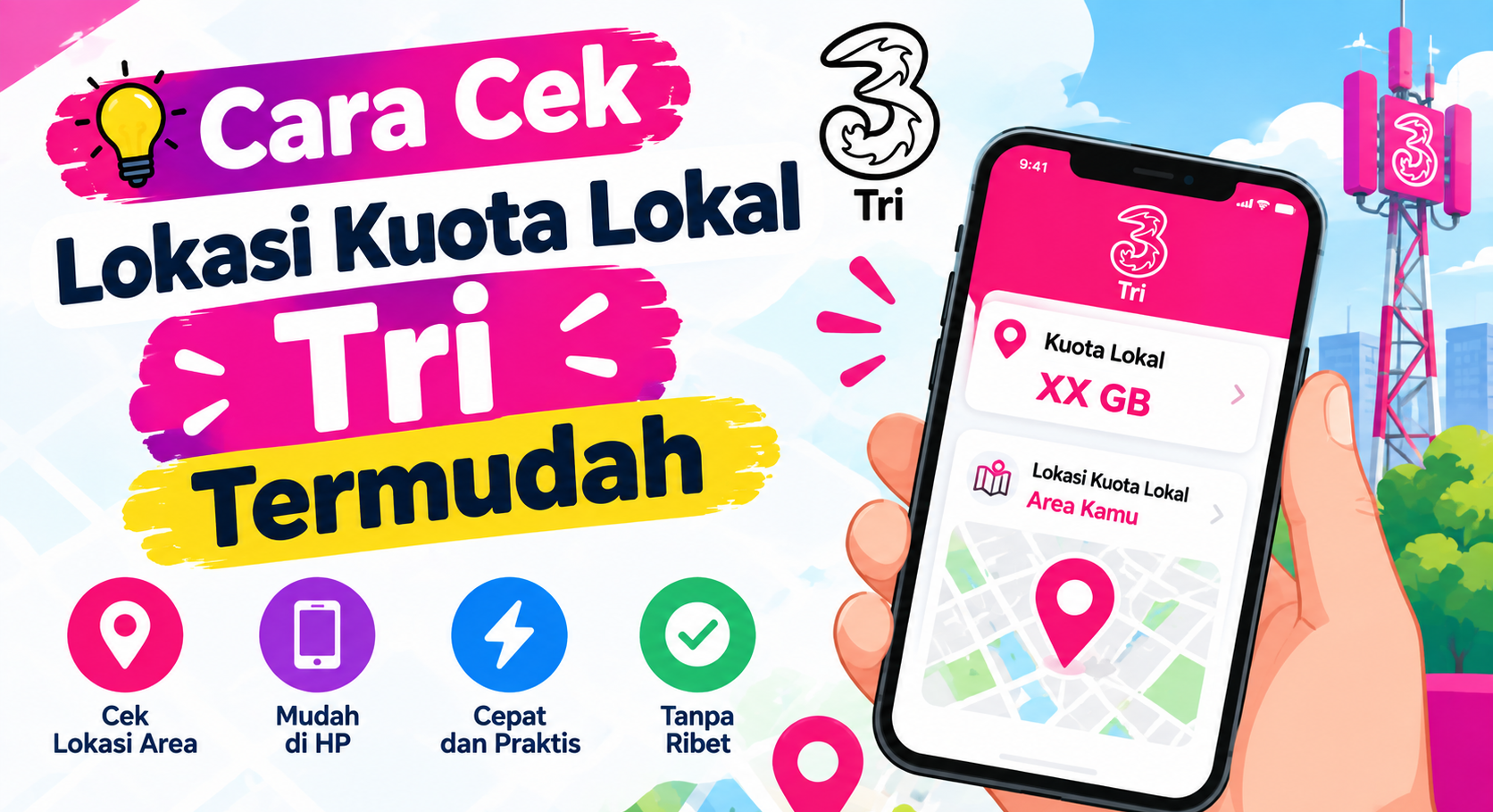 Cara Cek Lokasi Kuota Lokal Tri Termudah