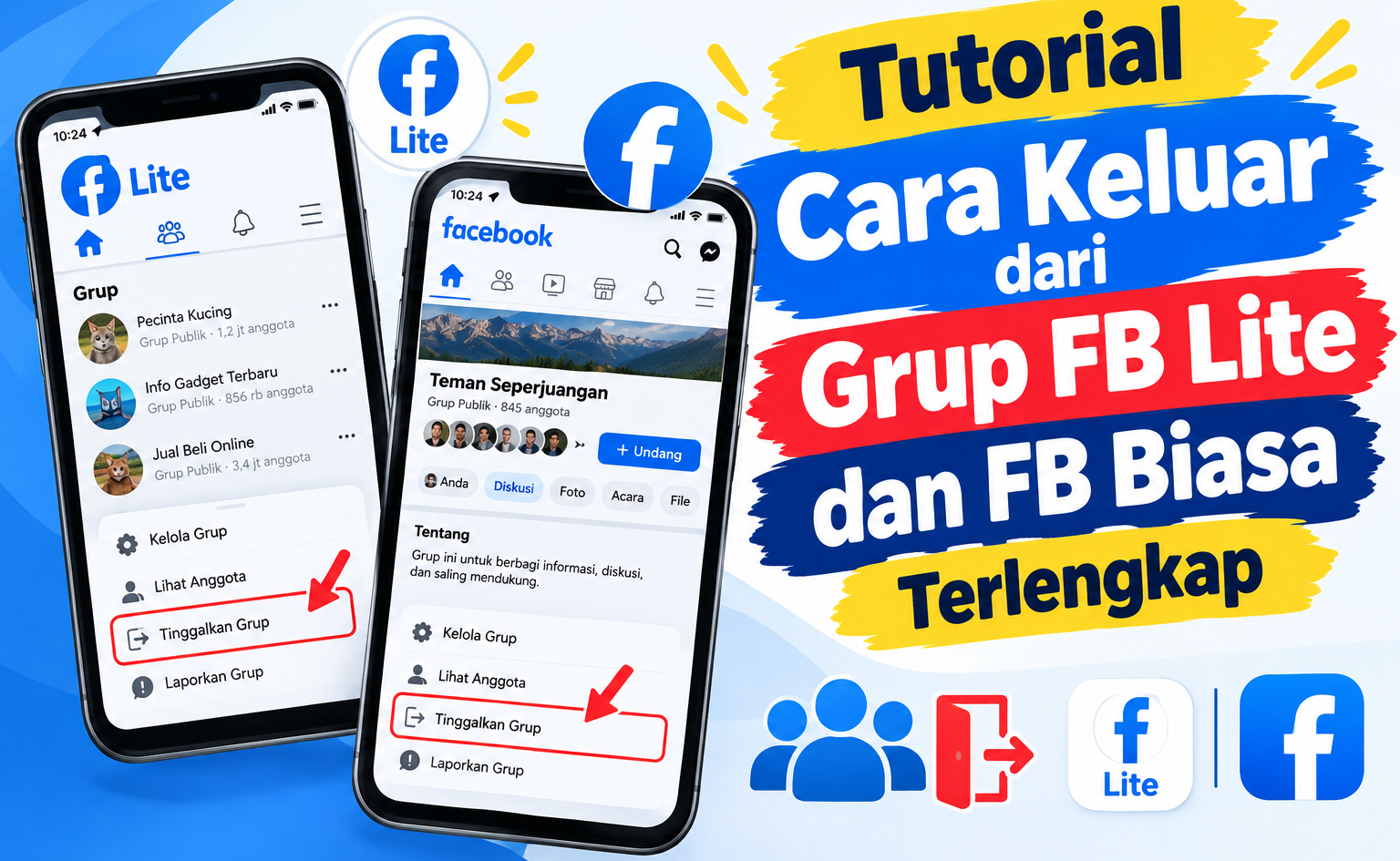 Tutorial Cara Keluar dari Grup FB Lite dan FB Biasa Terlengkap