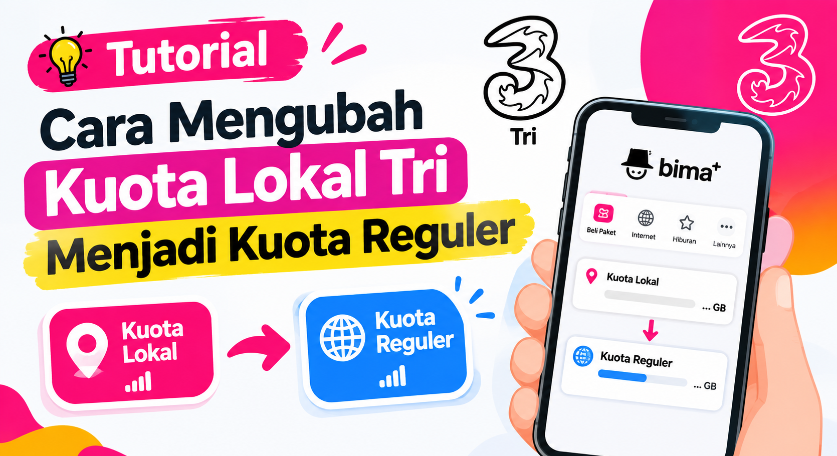 Tutorial Cara Mengubah Kuota Lokal Tri Menjadi Kuota Reguler
